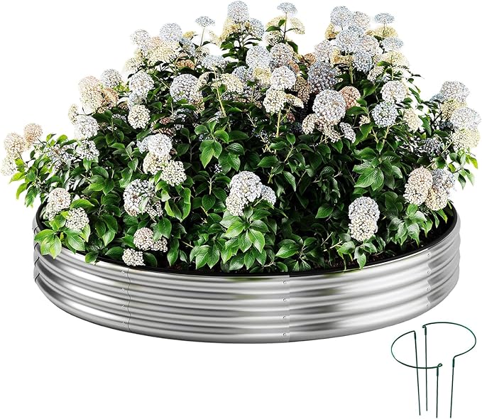 Fire Ring Pit Round Galvanized Fire Ring for Outside Fire Pit Garden Bed Kit，Height 12 Inch, 2x2x1ft Round Galvanized Steel Fire Pit