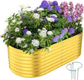 Galvanized Metal Planter Round Raised Garden Bed Kit for Gardening Outdoor Garden Box Raised Flower Bed 1PC Gold 6X3X2FT