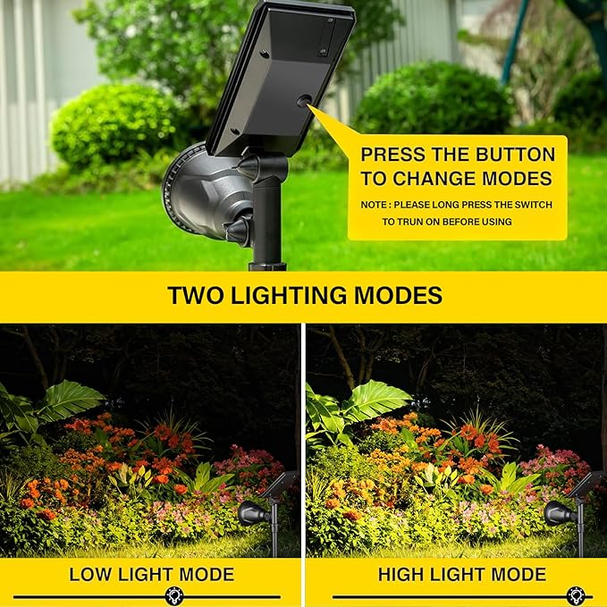 ROSHWEY Solar Spot Lights Outdoor Spotlight 18 LED Waterproof Landscape Spotlight for Garden Lawn Backyard Patio Porch Wall Deck Garage (WarmWhite- 2 Pack)