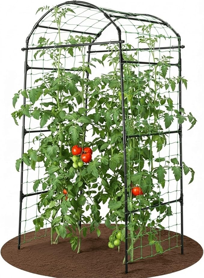 79" Garden Trellis Arch for Climbing Plants – Tall Outdoor Metal Trellis for Vegetables, Peas, Tomatoes,﻿ Cucumber Trellis Arch & Vertical Garden Climber Plant Support for Vine Plants