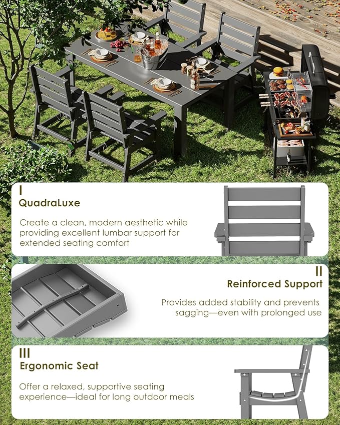 GREENVINES Outdoor Dining Chairs Set of 2 | HDPE | Patio Chair | All-Weather | Grey