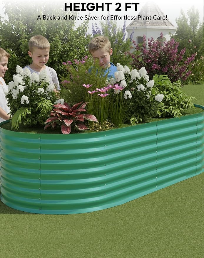 GarveeLife 2 Pcs Raised Garden Beds Outdoor 6x3x2 ft - Galvanized Steel Planter Box for Vegetables, Flowers, Rust-Resistant Garden Box, Easy Assembly Raised Beds, Durable Planters for Outdoor Plants