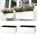 LaLaGreen Wall Planter for Outdoor (2 Pack, 20 Inch) White Self Watering Rectangular Window Boxes Planters to Attach to House with Bracket, Country Vertical Plant Wall Holder Indoor Garden Minimalist