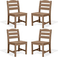 SERWALL Outdoor Dining Chairs Set of 4, All-Weather HDPE Patio Chair with 19.7" Widened Seat, for Backyard, Garden, Brown