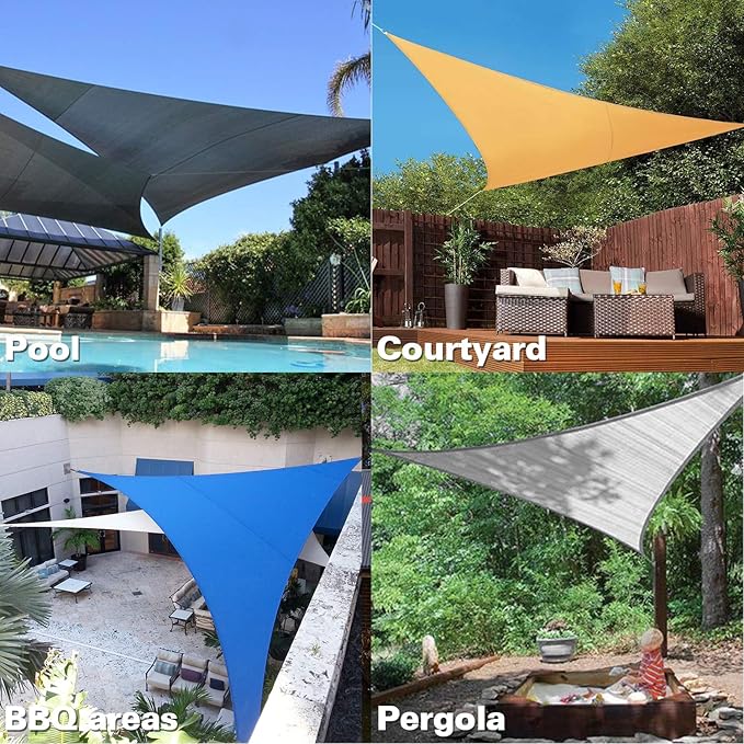 KANAGAWA Sun Shade Sail 12'x12'x12' Scarlet Triangle UV Block Canopy Awning Shelter Fabric Cloth Screen for Outdoor Patio Garden Backyard