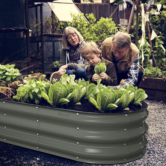 Raised Garden Bed Kit, 5x2x1 ft Galvanized Planter Box Outdoor with Safety Edging, Large Metal Raised Beds for Gardening Vegetables Flower Fruits (Volcanic Ash)