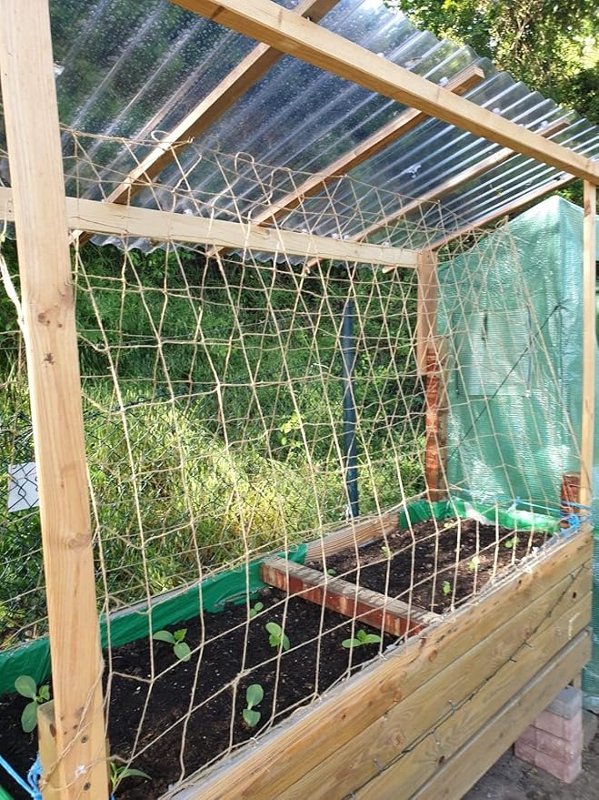 Jute Trellis Netting - Jute Netting for Garden, Heavy Duty Plant Support Netting for Climbing Plants, Cucumber, Vine, Fruits & Vegetables, Climbing Vining Plants (6.6 Ft x 32.8 Ft, 3.9 Inch Squares)