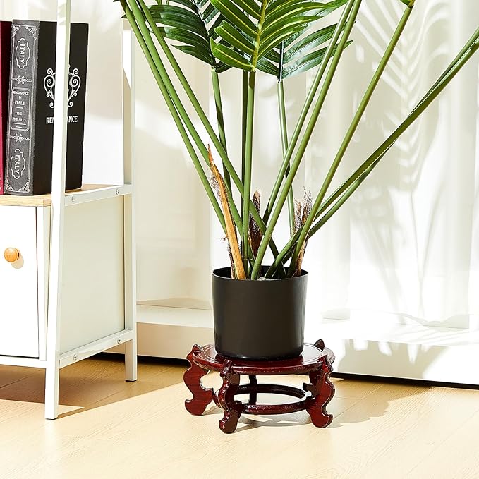 Geetery 2 Pcs 4 to 12 in Wooden Plant Stands Indoor Chinese Oriental Plant Stand for Vase Fishbowl Flower Pot Lamp Redwood Base Vintage Display Rack Decor(8 Inch)