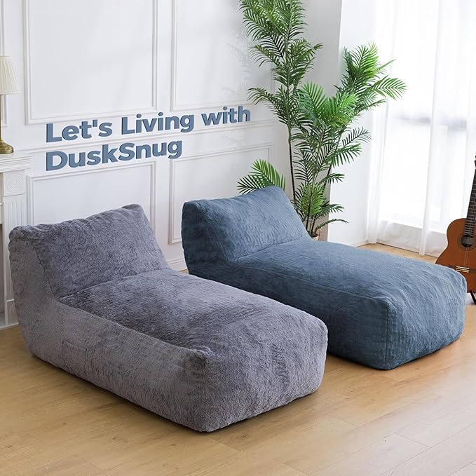 Giant Bean Bag Lounger Chair for Adults with Soft & Cozy Plush Fabric,Memory Foam Filled Beanbag Chair for Family Living Room,Bedroom and Game Room (Grey)