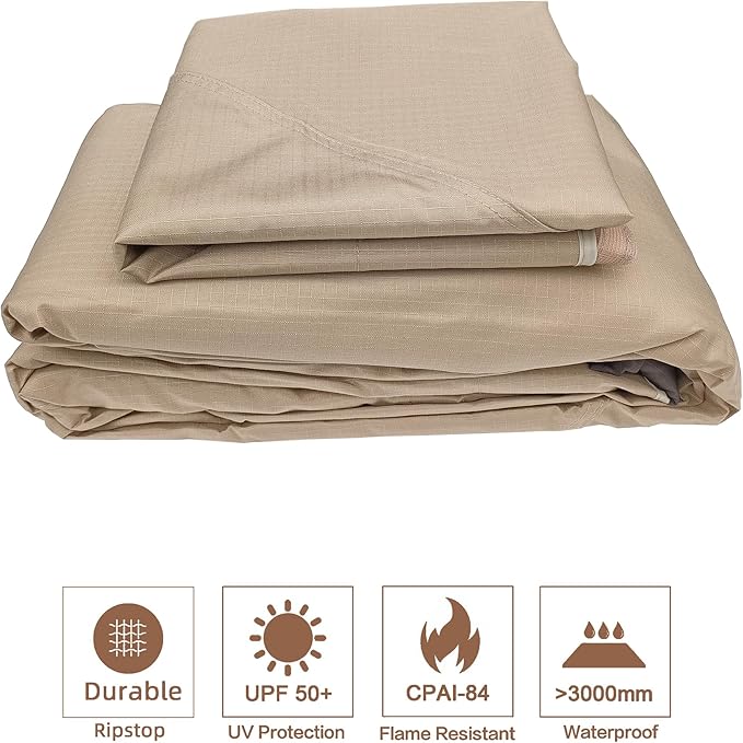 SCOCANOPY Light Beige Ripstop Replacement Top for Lowe's Allen Roth 10X12 Gazebo Model #GF-12S004B-1/ GF-12S004BTO