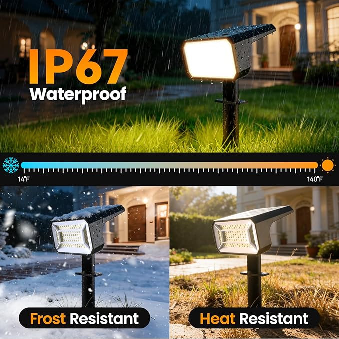 Fabrito Solar Spot Lights Outdoor 4 Pack, [108Leds, 4 Modes] Auto On/Off Spotlights, IP67 Waterproof Landscape Lights for Tree, Yard, Patio, Pool, Pathway, Driveway, Cool White