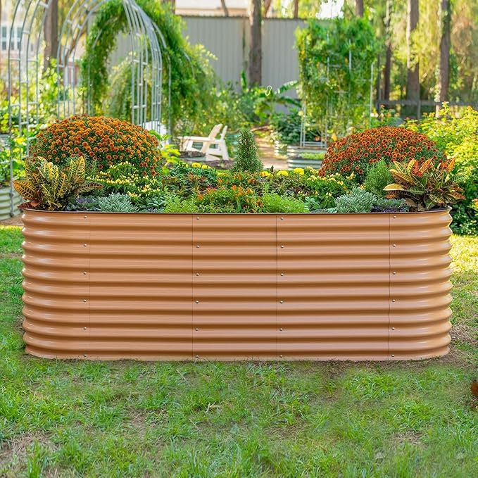32" Extra Tall Raised Garden Bed Kits, 4 x 8 x 2.7ft Raised Planter Box Outdoor, 2.5 x 9.5 x 2.7ft Deep Root 10 in 1 Modular Metal Raised Beds for Gardening Vegetables Flowers Fruits - Terra Cotta