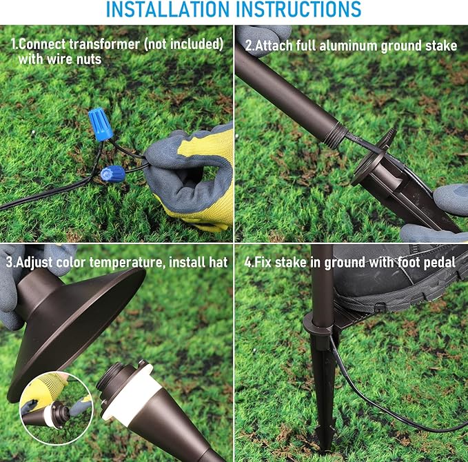 LEONLITE Update 5CCT Low Voltage Pathway Lights, 12-24V LED Landscape Path Light, 1800/2700/3000/4000/5000K, CRI90, IP65 Waterproof Landscape Lighting, Aluminum Housing, Oil Rubbed Bronze, Pack of 6
