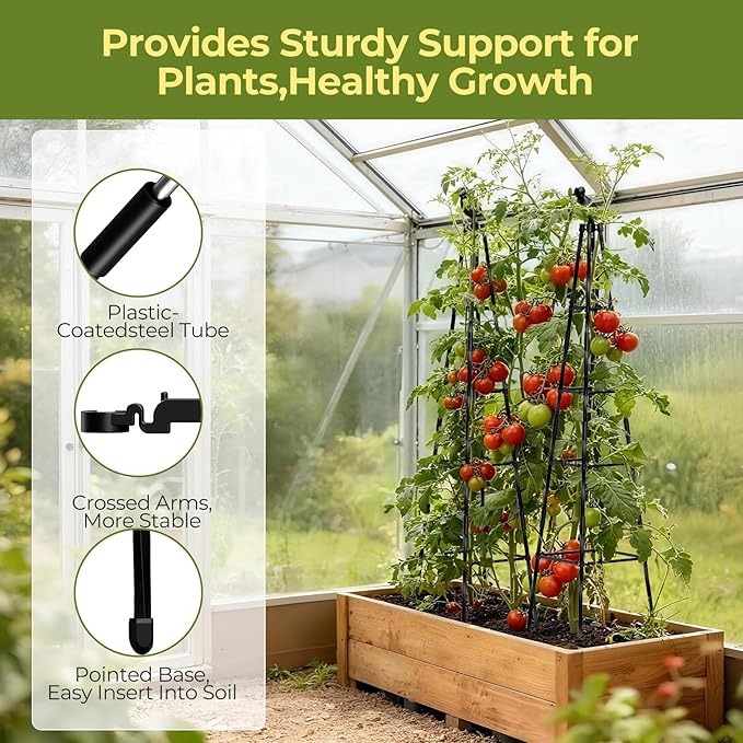 Garden Trellis for Climbing Plants Outdoors,65" Tall Cucumber Trellis Garden Obelisk Trellis Rustproof Plants Support with Adjustable Heights for Indoor Potted Plants, Vines, Vegetables