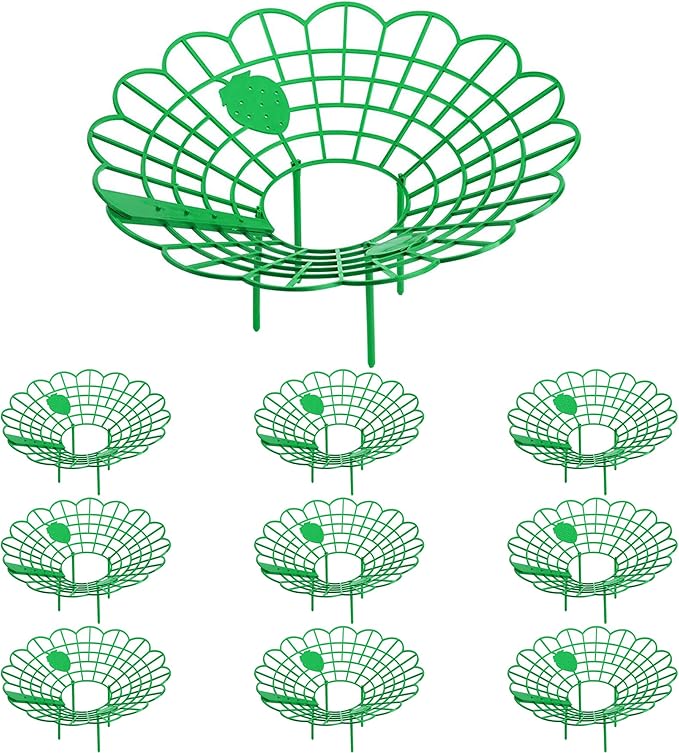 Iceyyyy 10 Pack Strawberry Plant Stand Supports-Strawberry Plant Support Stand Rack with 4 Support Feets-Growing Frame Holder Cage to Keep Berries Clean and Prevent Rot(10 Pack)