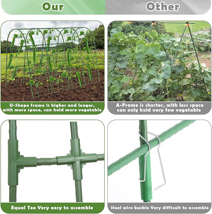 Cucumber Trellis for Raised Bed, Large Size Garden Arch Trellis for Climbing Plants Outdoor, Metal Garden Trellis for Spring Vegetables, Cucumber Trelli for Tomato, Bean, Pea, Grape, Plant
