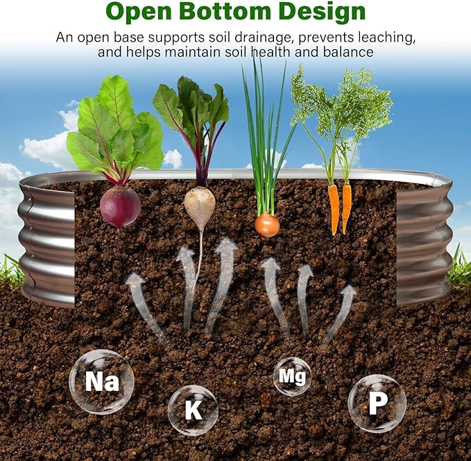Galvanized Raised Garden Bed for Outdoor: 4X2X1ft Durable Metal Vegetable Plant Container Kit - Oval Planter Box for Gardening Flower Trough