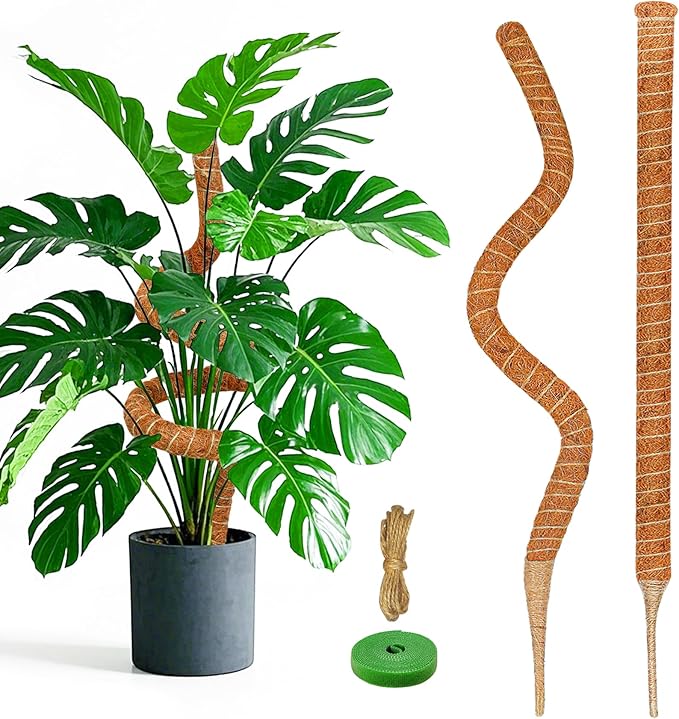 2 Pack 39 Inch Moss Pole Monstera Plant Support, Coir Moss Poles for Climbing Indoor Plants, Bendable Plant Stake Trellis for Potted Plant, Pothos, Philodendron