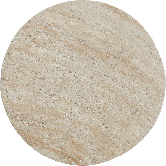 Christopher Knight Home Dila Patio Side Table, Lightweight Concrete End Table, Small Coffee Table, Garden Stool, Decorative Accent Table, Round Table Top, Side Table for Poolside Balcony, Travertine