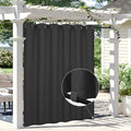 Easy-Going Linen Look Outdoor Curtains Waterproof Windproof Porch Curtains, Soft Thicken Outdoor Privacy Curtains for Patio, Gazebo, Grommet Top and Tab Bottom Drape, 1 Panel, 110x120 inch, Black