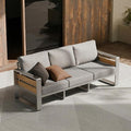 ZANDOR Outdoor Aluminum Patio Furniture - 1 Pcs 3-Seat, All-Weather Metal Modern Outside Sofa with Washable Thick Cushion for Garden/Backyard/Porch, Silver