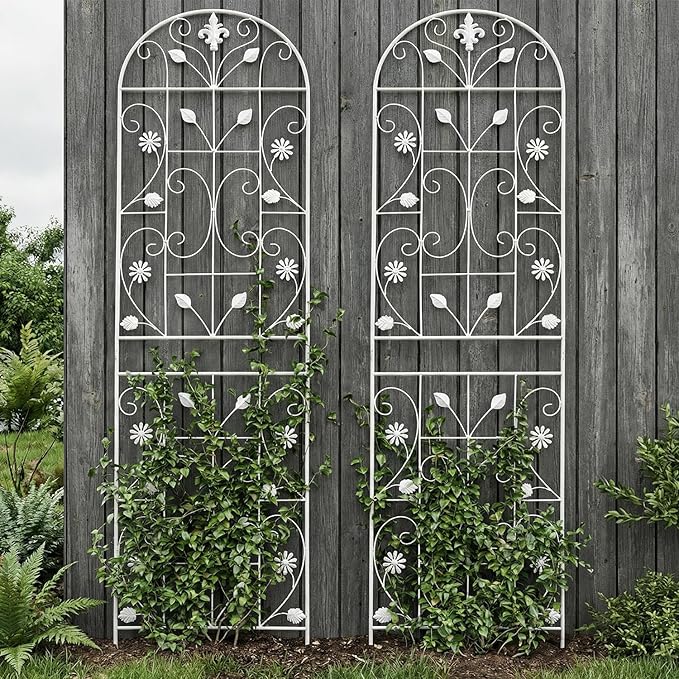 Trellis for Climbing Plants Outdoor, （2 Pack 70.8x19.6-inch）, Generic Metal Garden Trellis, Rustproof, Easy Assembly,（White）