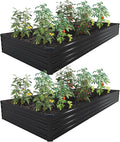 12×4×1FT(2PCS) Galvanized Raised Garden Bed Kit,Metal Planter Boxes,Large Outdoor Planters Garden for Planting Vegetables,Flowers,Herbs -Black