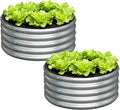2x2x1ft(2 Pack) Galvanized Round Raised Garden Bed,Outdoor Planter Box Metal Patio Kit Planting Bed for Vegetables Flowers Herb,Silver