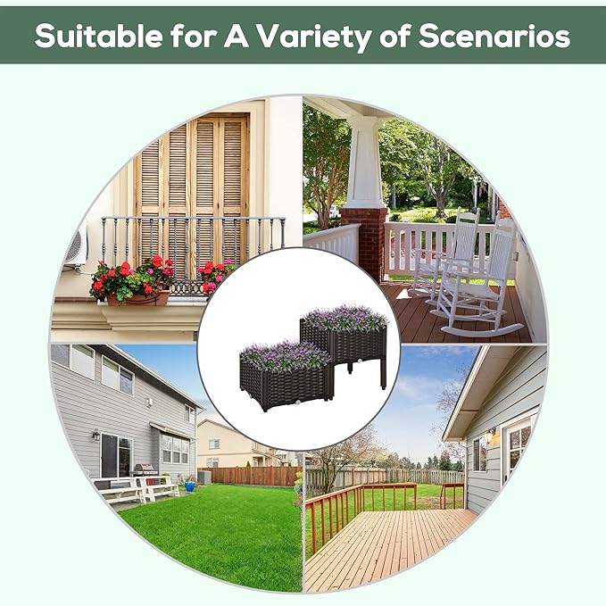 Outsunny 2 Piece Raised Garden Bed with Legs, Planter Box Raised Bed to Grow Flowers, Herbs & Vegetables, Brown