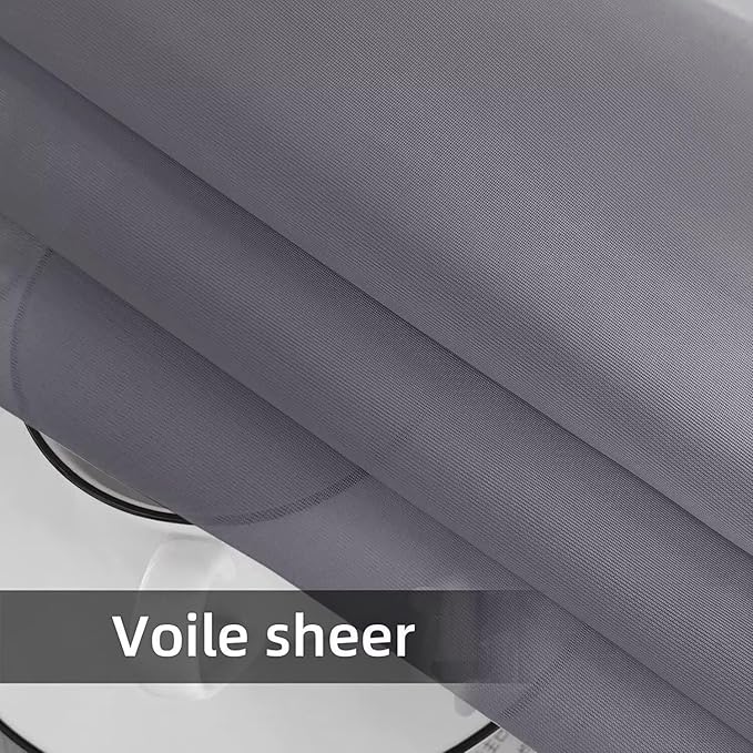 SpaceDresser Waterproof Outdoor Sheer Curtains for Patio - 4 Panels Rod Pocket Indoor Voile Sheer Curtain for Living Room,52W x 84L inch, Grey