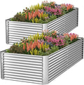 2 Pack Tall Corrugated Galvanized Steel Raised Garden Bed Outdoor, Metal Above Ground Garden Bed for Vegetables and Flowers, Rectangle Raised Beds for Gardening-4x2FT