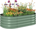 Outsunny 3.5' x 2' x 1' Galvanized Raised Garden Bed Kit, Outdoor Metal Elevated Planter Box with Safety Edging, Easy DIY Stock Tank for Growing Flowers, Herbs & Vegetables, Green
