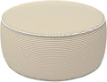 LVTXIII Outdoor Inflatable Ottoman, 21"x21"x9" Patio Fade-Resistant Footrest Stool with Handle, Portable Round Ottoman Pouf for Patio Garden, Camping or Home Use, Stripe Beige
