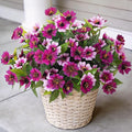 Fake Artificial Flowers for Outdoors Decoration,4 Bundles Silk Faux Spring Flowers with Plants Leave UV Resistant for Planter Front Door Porch Yard Patio Window Box Home Indoor Decor