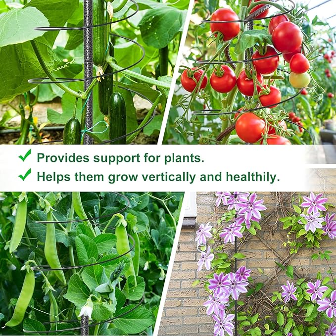 72in Tall Spiral Frame Trellis for Climbing Plants Outdoor, Heavy Duty Metal Garden Plant Tower, Rustproof Support for Pole Bean Cucumber Sweet Peas Clematis Vines, Anti-Tip Pot Indoor Decor, 1 Pack
