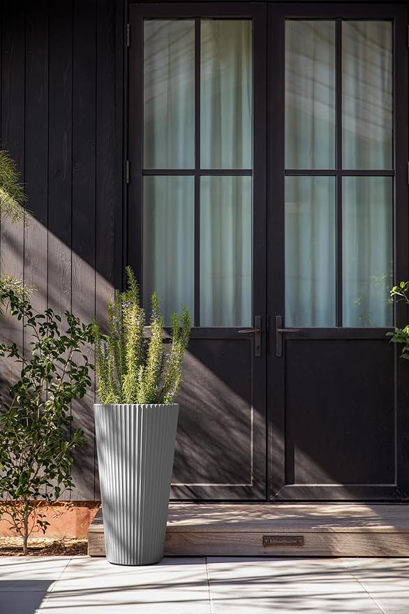 Veradek Demi Series Tall Planter for Porch, Patio, Backyard | Durable Plastic-Stone Composite Material | Modern Décor for Tall Plants, Grasses