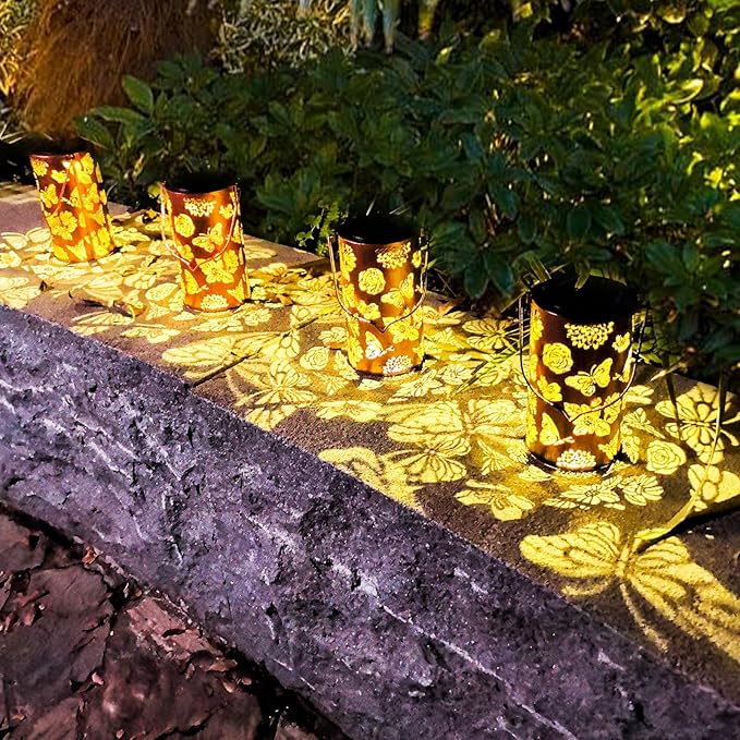 Butterfly Flower Birthday Gifts for Women, Solar Lanterns Outdoor Waterproof, Garden Decor Metal Hanging Decorative Solar Lights for Patio Yard Backyard Porch, Gardening Gifts for Women Mom Grandma