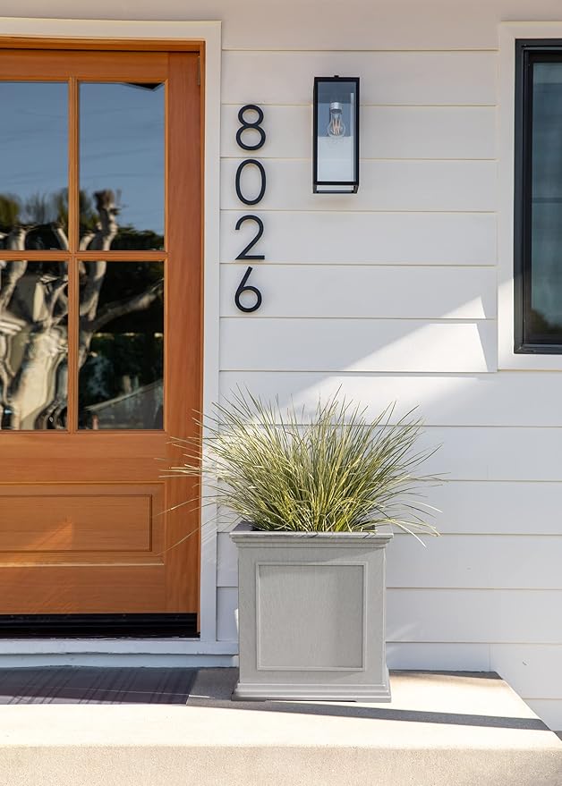 Veradek Brixton Series Cube Plastic Planter - Square Planter for Indoor or Outdoor Patio/Front Porch | Durable All-Weather Use w/Drainage Holes | Classic Estate Design for Flowers, Tall Plants, Trees