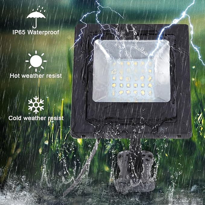 Solar Lights Dusk to Dawn 4400mAh Solar Powered Spotlight Waterproof Flood Light 6000K Lighting with 16FT Cord for Patio, Flag Pole, Fence, White