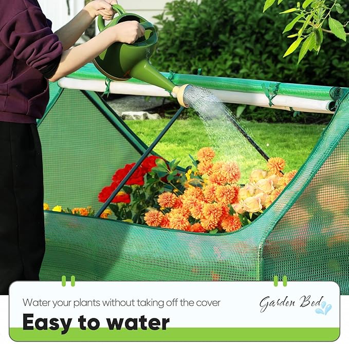 Quictent Raised Garden Bed Galvanized Raised Beds for Gardening Vegetables with Cover 6x3x2 ft Tall Metal Planter Box Outdoor Use (Green)