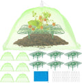 6 Sets Strawberry Plant Support with Mesh Cover - Square Gardening Frame, Animal Barrier, Iron Stakes & Storage Bag for Healthy Strawberries, Tomatoes, Veggies (Green) (6 pcs)