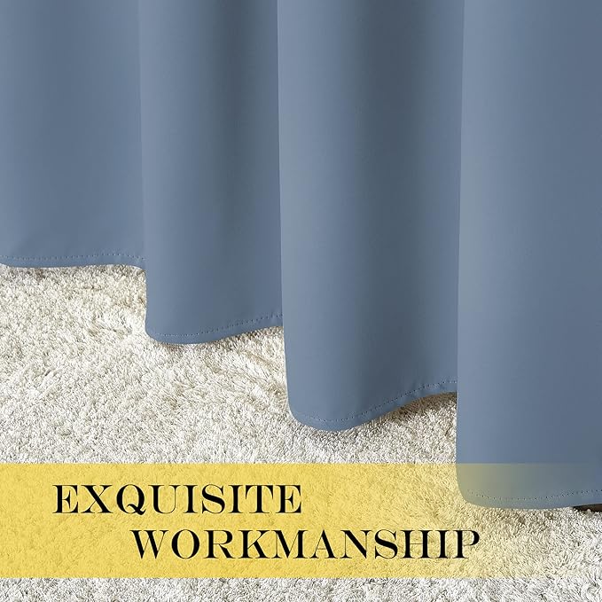 NICETOWN Stone Blue Blackout Bedroom Curtain 78 inch Length - Grommet Privacy Window Treatment Light Blocking Sound Reducing Thermal Drape for Living Room (1 Panel, W52 x L78)