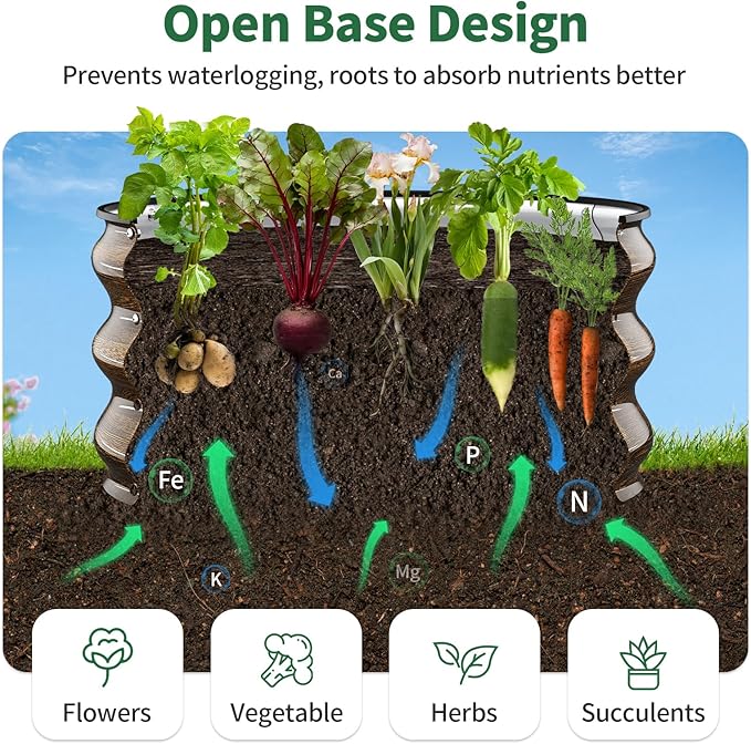 Kesfitt Round Metal Raised Garden Bed, 2x2x1 FT, 12-Inch Deep Galvanized Steel Garden Bed with Open Bottom for Vegetables & Herbs, Walnut Finish, 3 Pack