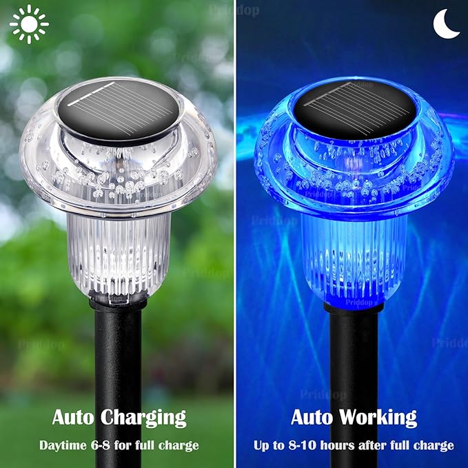 Solar Lights Outdoor Pathway Waterproof 8 Pack Color Changing LED Acrylic Mushroom Decorative Garden Lights for Yard Landscape Patio Outside Decorations
