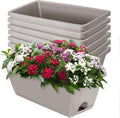 Window Box Planter, 7 Pack Plastic Vegetable Flower Planters Boxes 17 Inches Rectangular Flower Pots with Saucers for Indoor Outdoor Garden, Patio, Home Decor