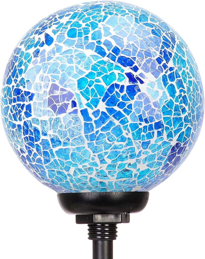 VCUTEKA Solar Lights Outdoor Decorative - Mosaic Solar Garden Stakes Light Waterproof LED Light for Landscape Lawn Patio Yard Decoration, Blue, 1 Pack