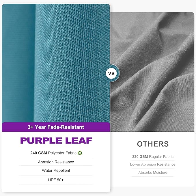 PURPLE LEAF 10 Feet Patio Umbrella with Base Outdoor Solar Powered LED Swivel Square Umbrella Offset Umbrella with 360-degree Rotation for Garden Deck Pool Patio, Turquoise Blue