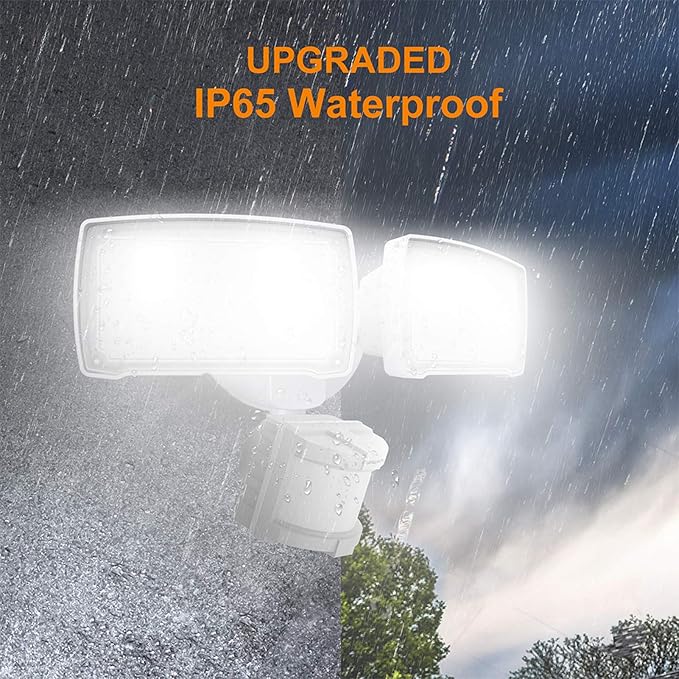 LEPOWER 30W LED Security Lights Motion Sensor Outdoor, 3200LM, 5500K, IP65 Waterproof, Hardwire 2 Head Motion Detector Flood Light for Garage, Yard, Porch