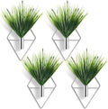 8 Pieces Silver Wall Decor Hanging Planters with Artificial Plants Metal Vase Indoor Aquatic Plant Holder Modern Geometric Wall Art for Home Bathroom Bedroom Living Room Office