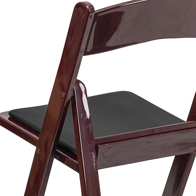Flash Furniture Hercules Series Folding Chairs for Weddings and Formal Events, Stackable Commercial Event Seats with 1,000-lb. Static Weight Capacity, Set of 4, Red Mahogany